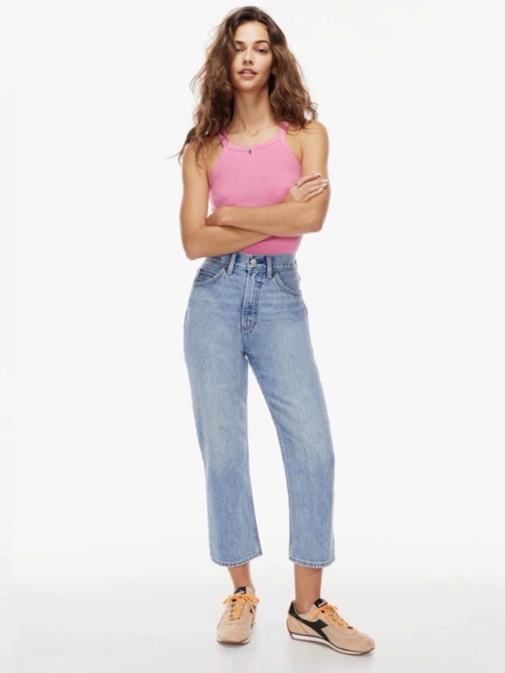DENIM FORUM • Pin-Up Super High Rise Straight in 7 Yr Picture This Bleu